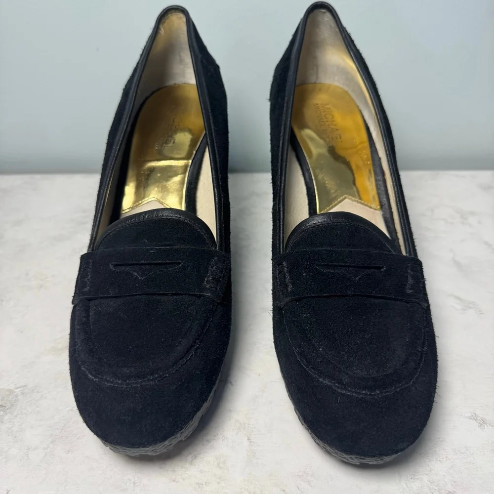 Michael Kors Rory Suede Platform Loafer Wedge US 11 Black